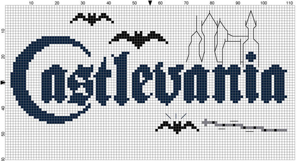 Castlevania Title<br />8x10, 14 count aida cloth, DMC