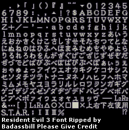 Font from Resident Evil 3